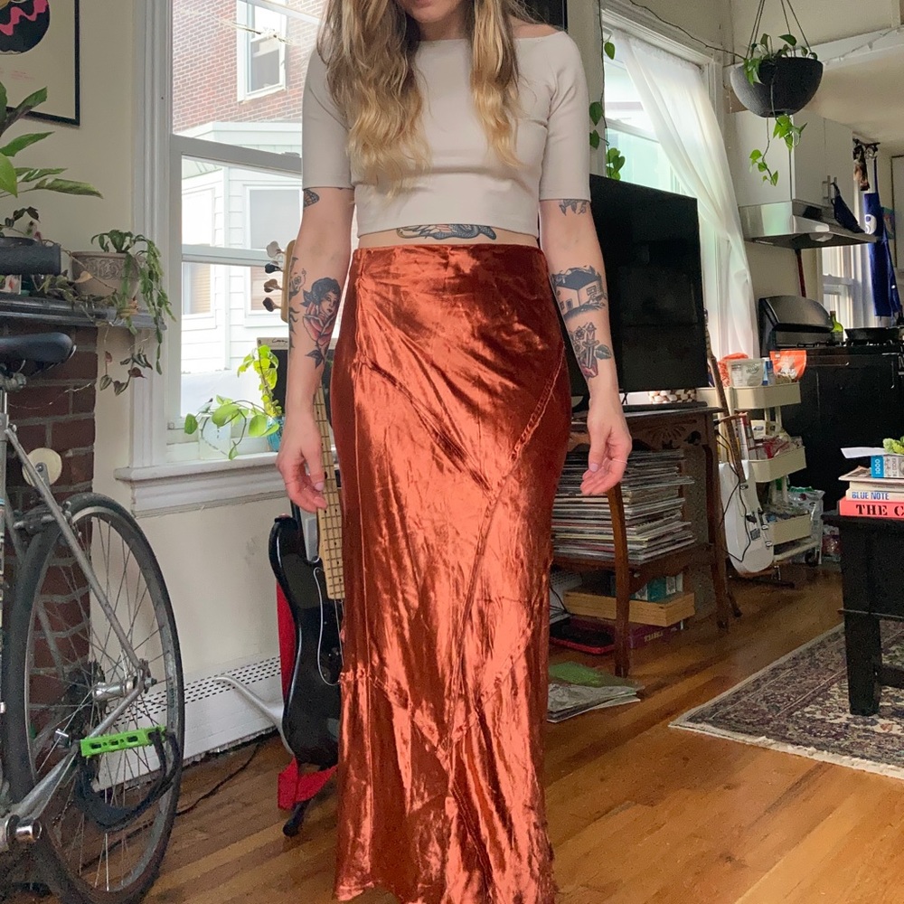 Free people velvet floor length skirt